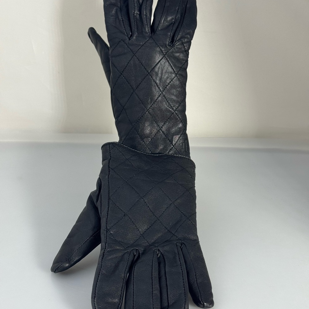 Lauren Ralph Lauren Black Leather Gloves Womens Size M